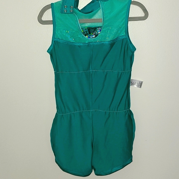 Teal Sequined Performance Jumpsuit - Picture 10 of 12